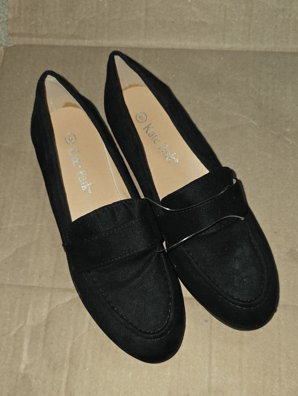 Womens Kate Park Black Suede-Look Loafers Size 6